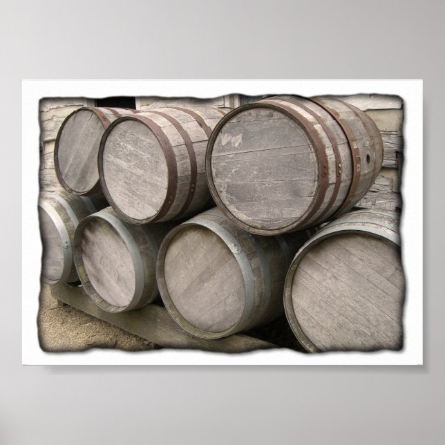 Póster Barriles de Madera Rústicos (Frente)