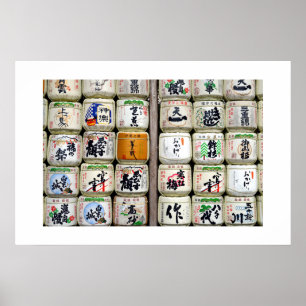 Póster Barriles de sake del santuario de Ise: Japón