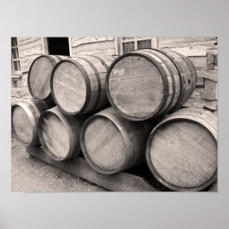 Póster Barriles Whiskey de madera