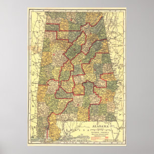 Póster Barrio del Congreso del Mapa de Alabama (1911)
