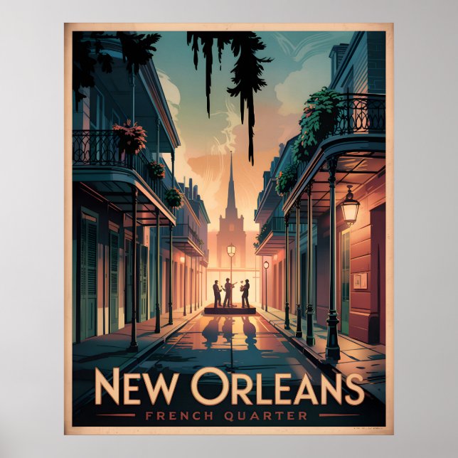 Póster Barrio Francés de Nueva Orleans (Frente)