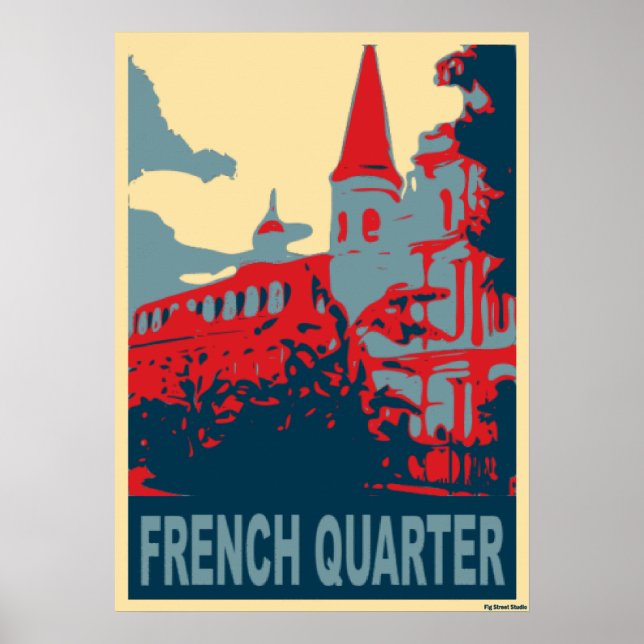 Póster Barrio francés en azul (Frente)