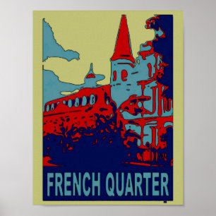 Póster Barrio francés en azul