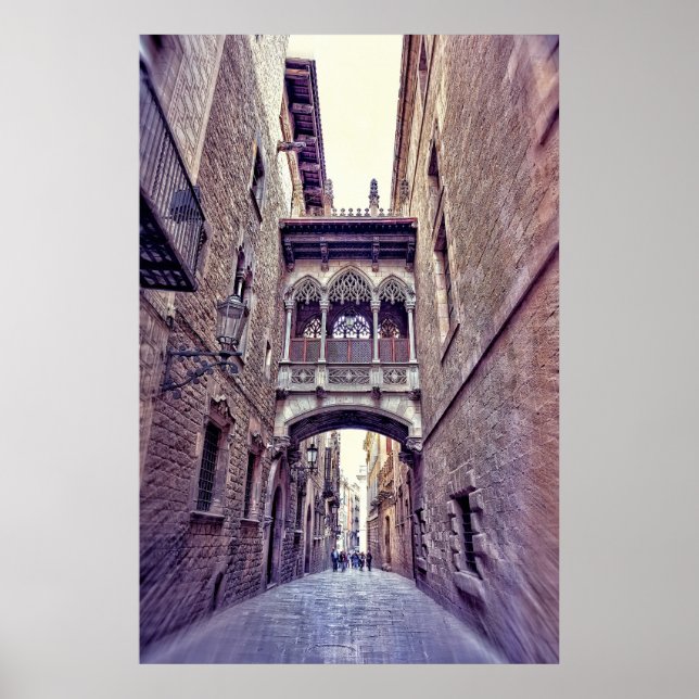 Póster Barrio gótico en Barcelona, España (Frente)