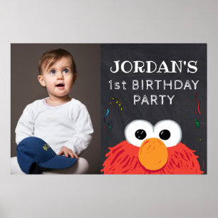 Póster Barrio Sésamo   Alkboard De Primer Cumpleaños De E