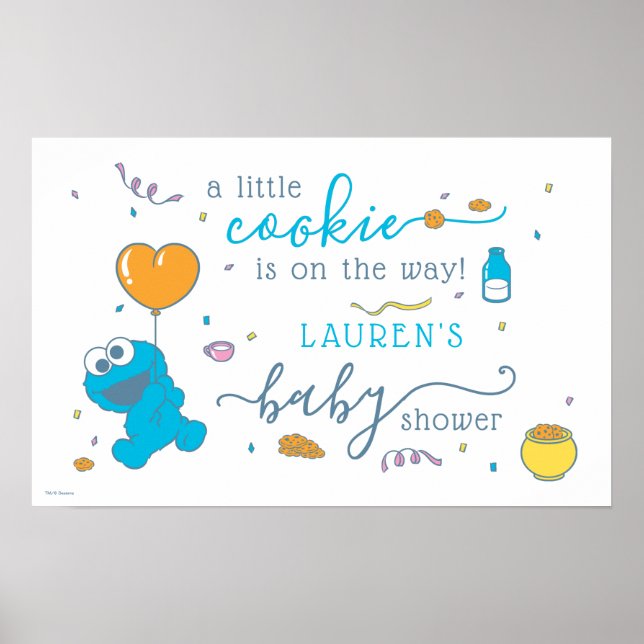 Póster Barrio Sésamo | Cookie Monster Baby Shower (Frente)
