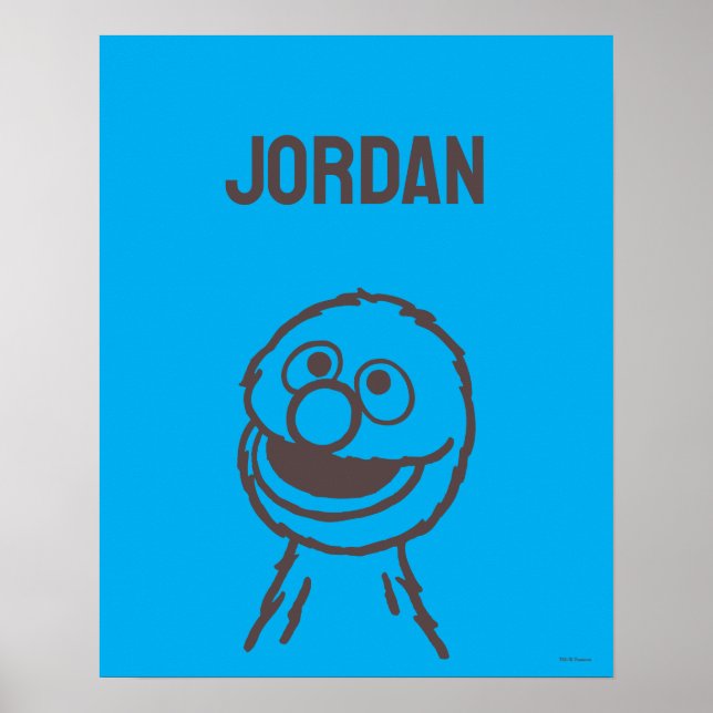 Póster Barrio Sésamo | Grover Bright | Añadir su nombre (Frente)