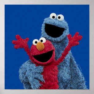 Póster Barrio Sésamo   Monstruo Elmo y Cookie