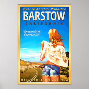 Póster BARSTOW California Ruta 66 Jeans de corte de carre
