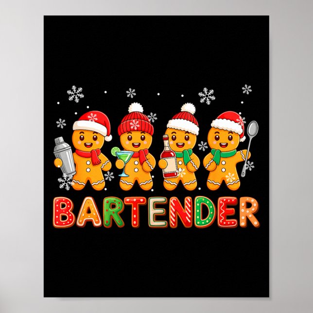 Póster Bartender Job Group Santa Gingerbreads Xmas Cookie (Frente)