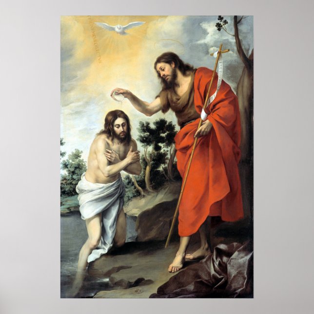Póster Bartolomé Esteban Murillo El bautismo de Cristo (Frente)