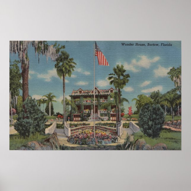 Póster Bartow, Florida - View of Wonder House and Garde (Frente)