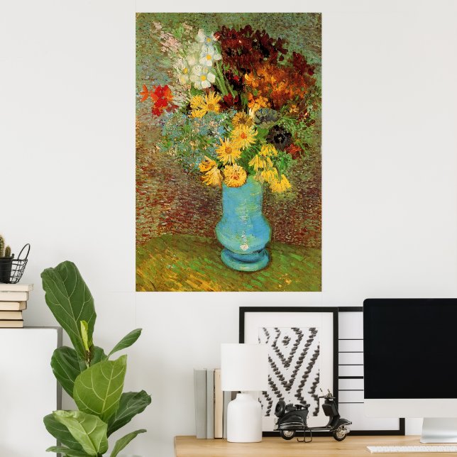 Póster Base con daisies y anémonas de Vincent van Gogh (Oficina en casa)