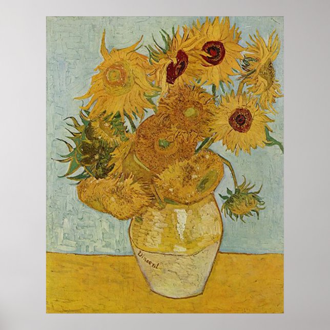 Póster Base con doce girasoles de Vincent van Gogh (Frente)