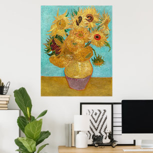 Póster Base con doce girasoles de Vincent Van Gogh