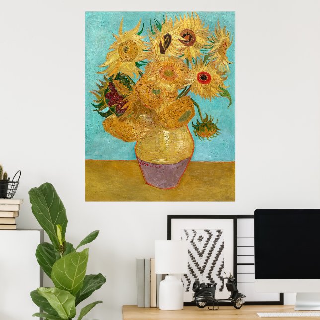 Póster Base con doce girasoles de Vincent Van Gogh (Oficina en casa)