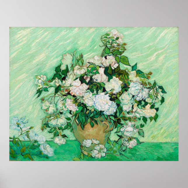 Póster Base con Rosas de Vincent Van Gogh (Frente)