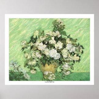 Póster Base con Rosas de Vincent van Gogh