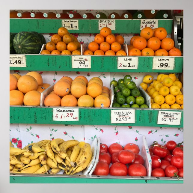 Póster Base de frutas, Columbus Avenue, Nueva York, NYC (Frente)