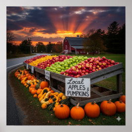 Póster Base de la granja de otoño de Nueva Inglaterra