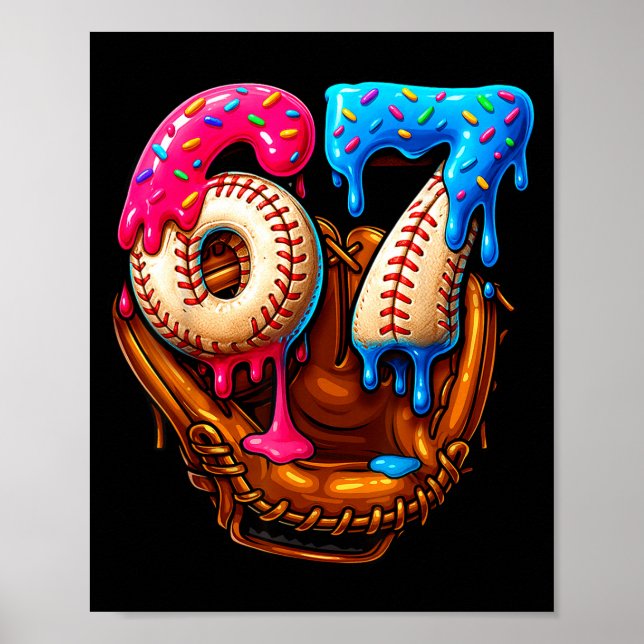 Póster Baseball 67 Six Seven Funny 6 7 Meme Gen Alpha Mem (Frente)