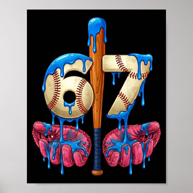 Póster Baseball 67 Six Seven Funny Gen Alpha Meme Drip  (Frente)