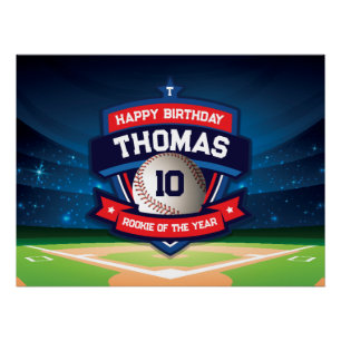 Póster Baseball Birthday banner backdrop 