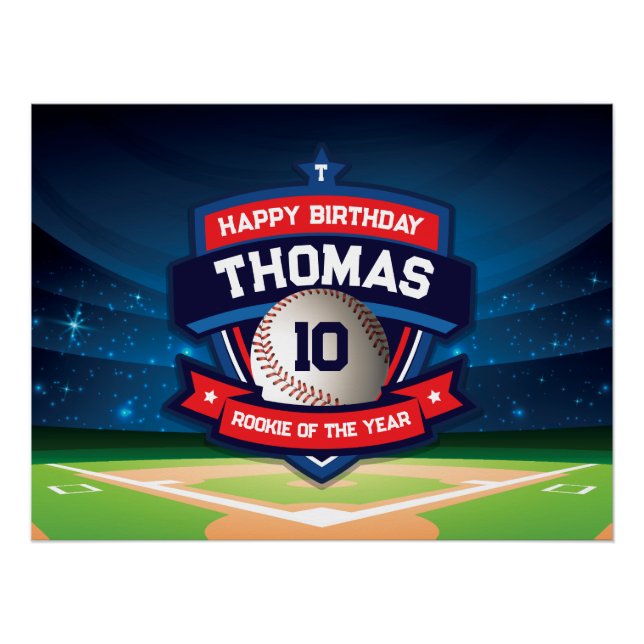 Póster Baseball Birthday banner backdrop  (Anverso)
