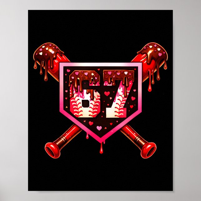 Póster Baseball Chocolate Drip 67 Amor De San Valentín Co (Frente)
