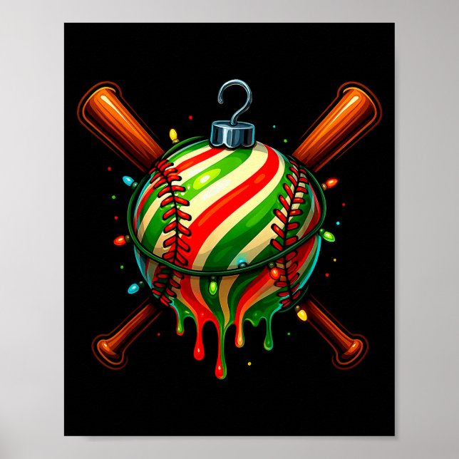 Póster Baseball Christmas Ice Cream Drip Baseball Dripng  (Frente)