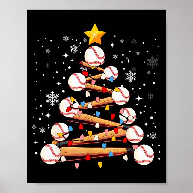 Póster Baseball Christmas Tree Light Xmas Baseball Boys K (Frente)