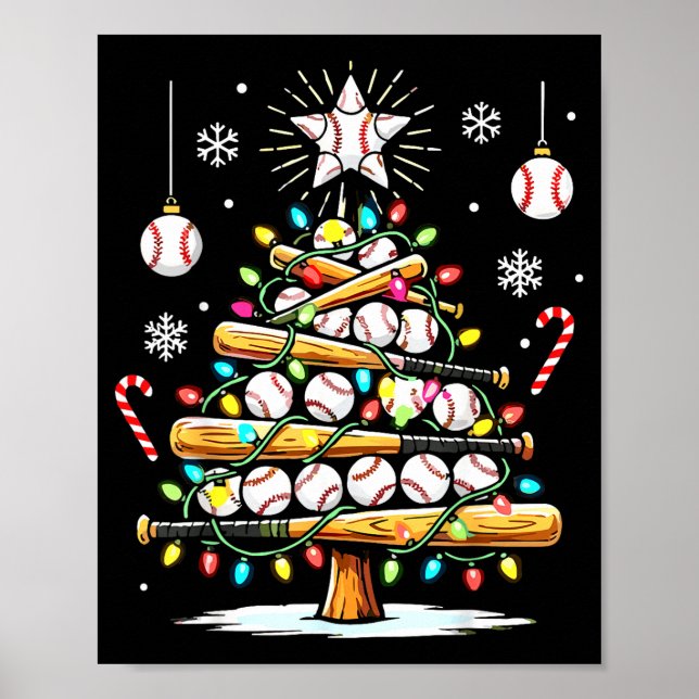 Póster Baseball Christmas Tree Lights  (Frente)