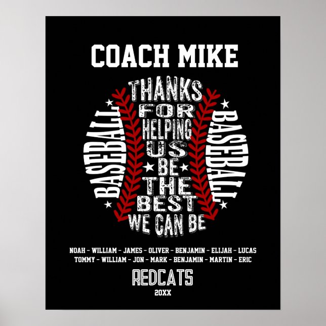 Póster Baseball coach gift end of season (Frente)