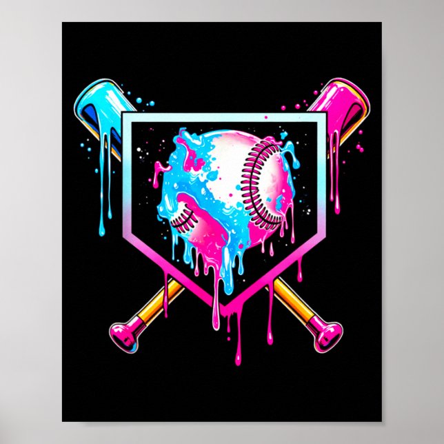 Póster Baseball Drip Funny Ice Cream Dripng Matching Fami (Frente)