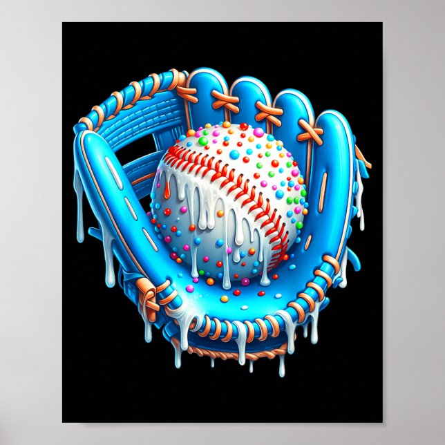 Póster Baseball Drip Ice Cream Glove With Sprinkles Ball  (Frente)