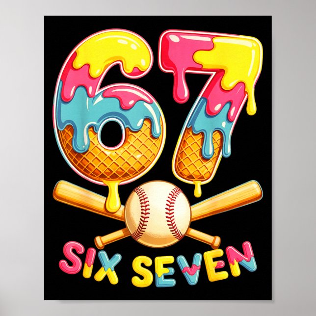 Póster Baseball Drip Ice Cream Number 67 Player Lifestyle (Frente)