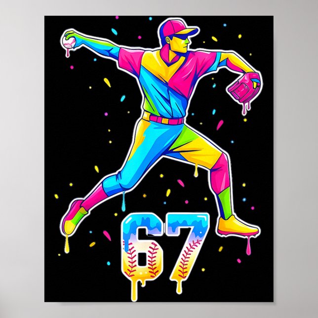 Póster Baseball Drip Ice Cream Number 67 Player Or 67th B (Frente)