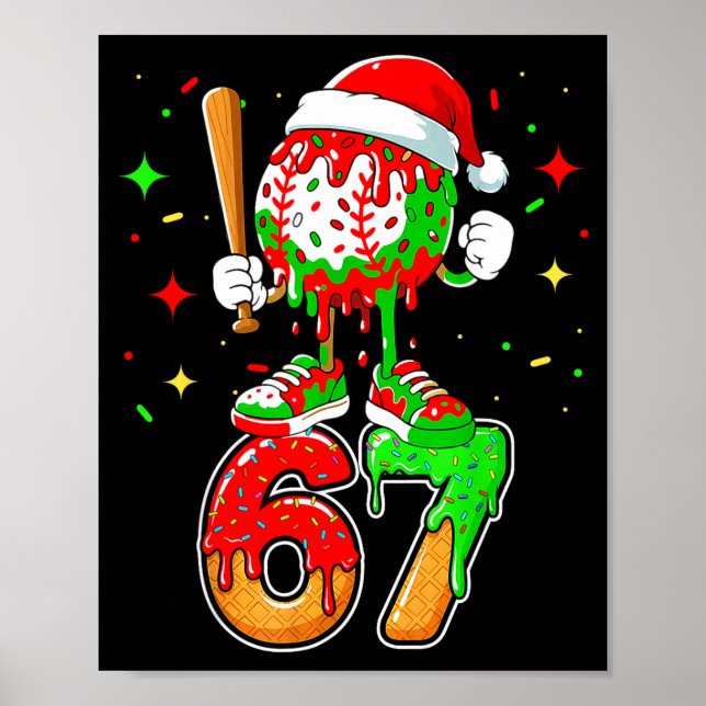 Póster Baseball Drip Number 67 Meme Ice Cream Dripng Chri (Frente)