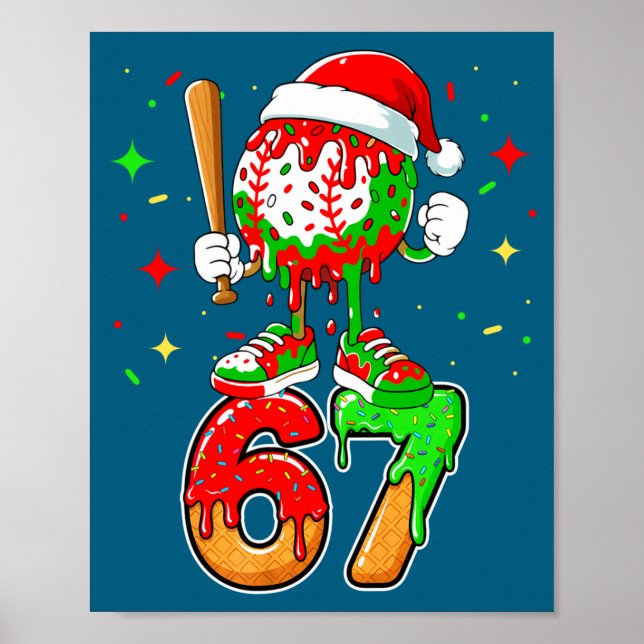 Póster Baseball Drip Number 67 Meme Ice Cream Dripng Chri (Frente)