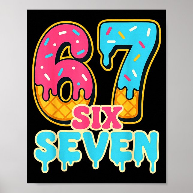 Póster Baseball Drip Number 67 Player Trendy 6 7 Meme Fun (Frente)