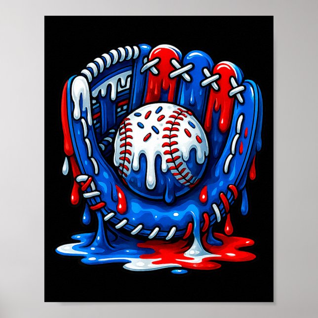 Póster Baseball Drip Team For Boys Ice Cream Cool  (Frente)