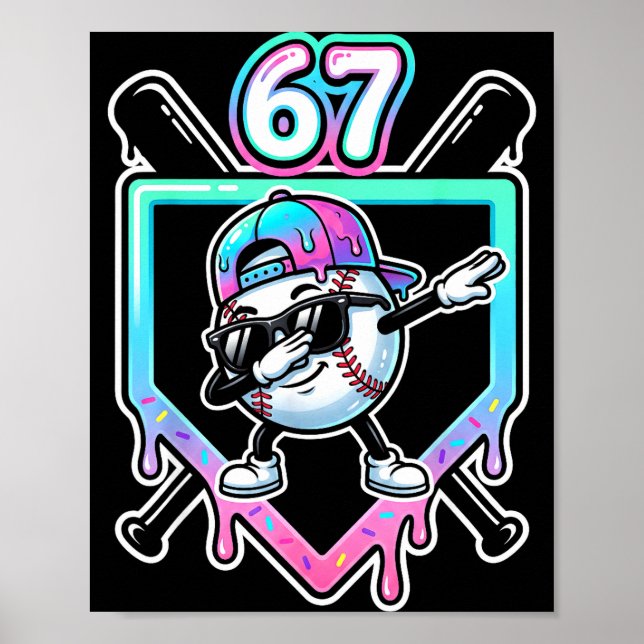 Póster Baseball Ice Cream Drip 67 Player Dabbing Six Seve (Frente)