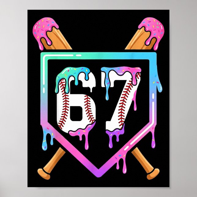 Póster Baseball Ice Cream Drip 67 Player Dabbing Six Seve (Frente)