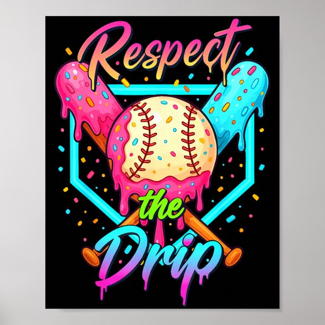 Póster Baseball Ice Cream Drip Number 67 Player 67 Respec (Frente)