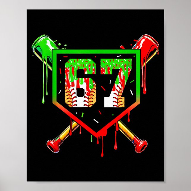 Póster Baseball Ice Cream Drip Number 67 Player 6 7 Chris (Frente)