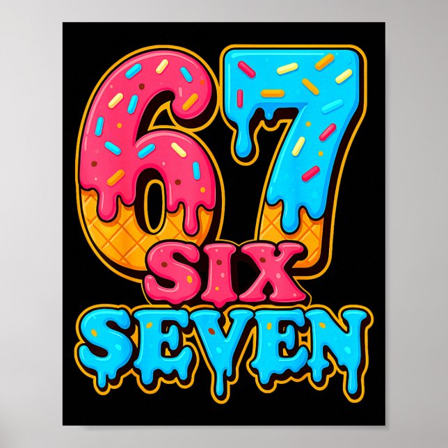 Póster Baseball Ice Cream Drip Number 67 Six Seven Meme C (Frente)