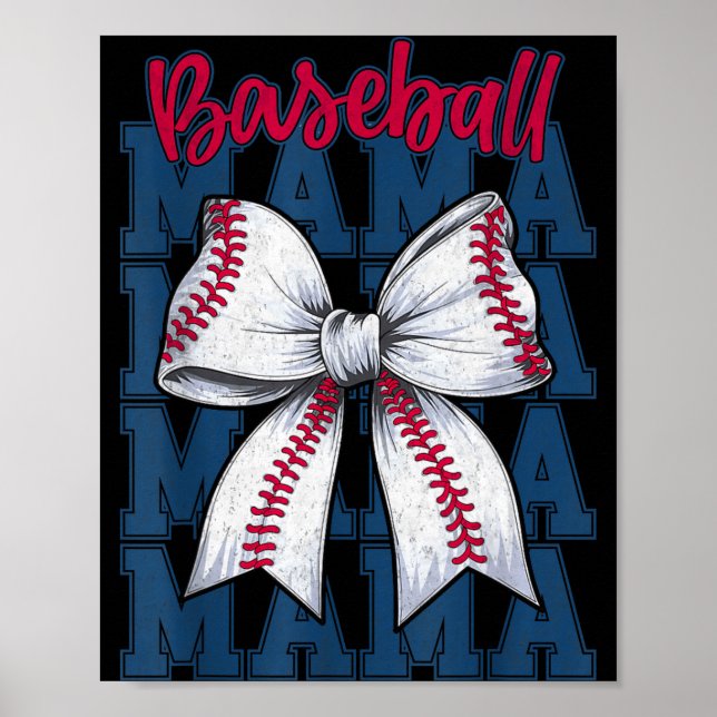 Póster Baseball Mama Coquette Bow Game Day Baseball Mom M (Frente)