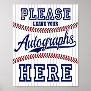 Póster Baseball Party LEAVE YOUR AUTOGRAPHS Sign Print