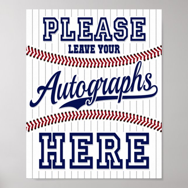 Póster Baseball Party LEAVE YOUR AUTOGRAPHS Sign Print (Frente)