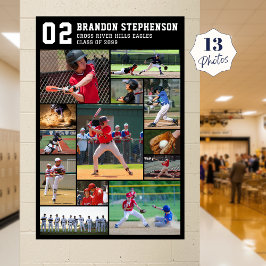Póster Baseball Player Name Number 13 Photo Collage